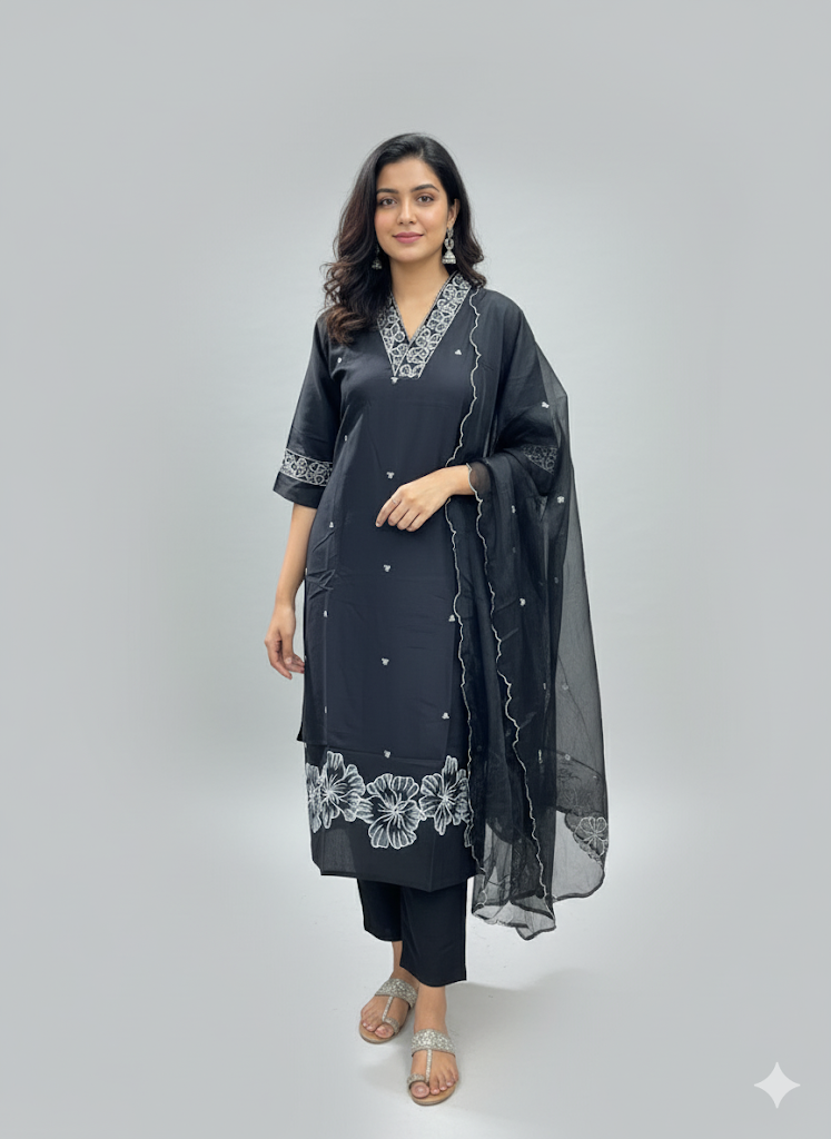 D.Gokuldas NX - Black Kurti Set